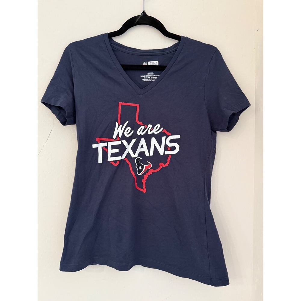 Houston Texans Women's NFL Brand Blue V-Neck Logo Shirt Size Small NWOT